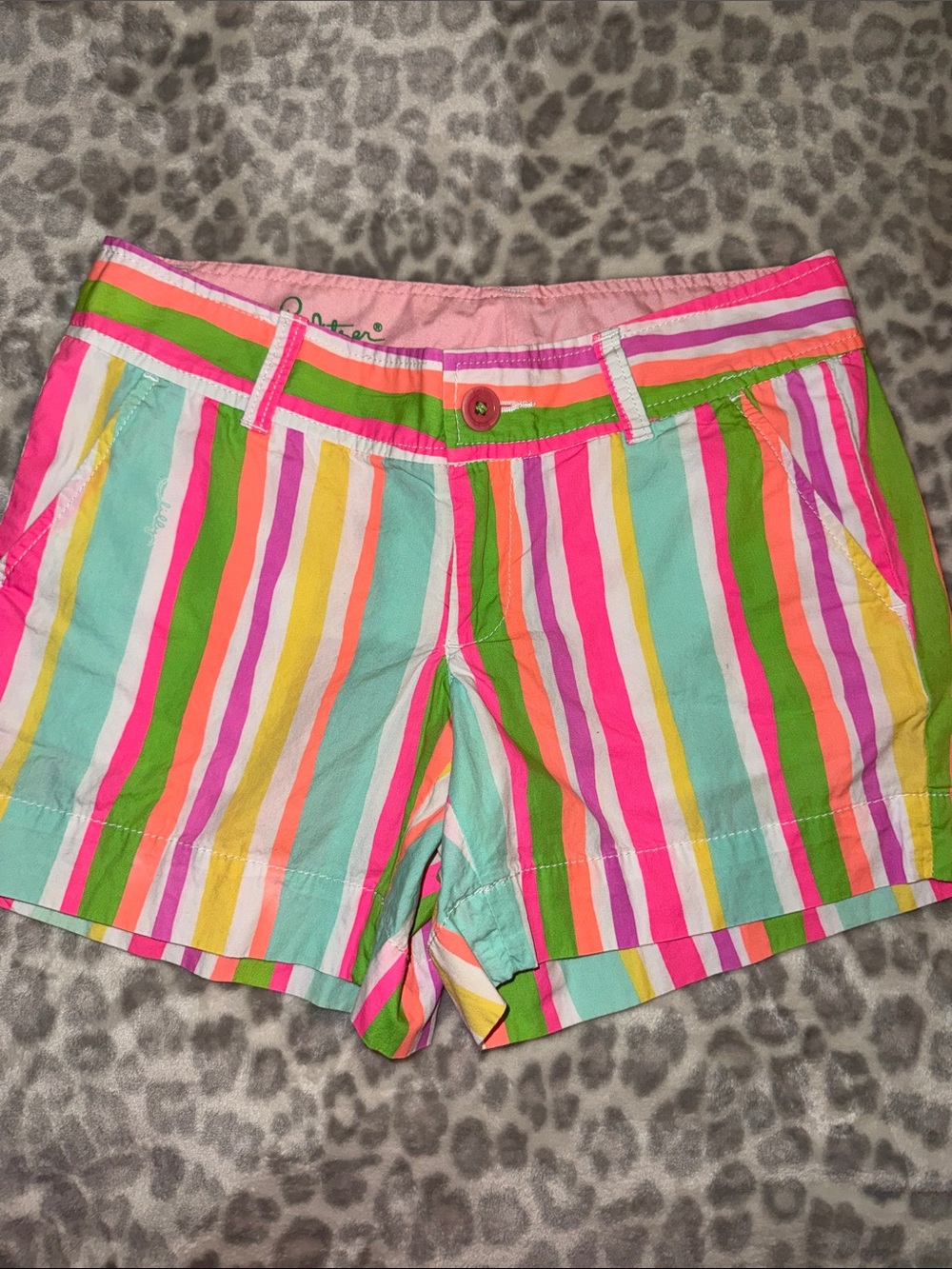 Bright Multi-Stripe Women’s Shorts - Pink & Green